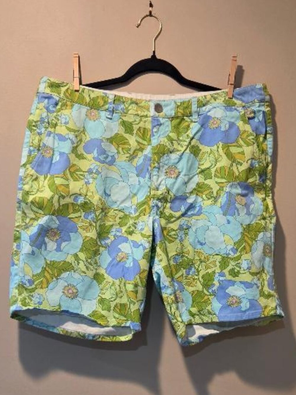 Bonobos Men Flat Front Casual Chino Shorts Tropical Print